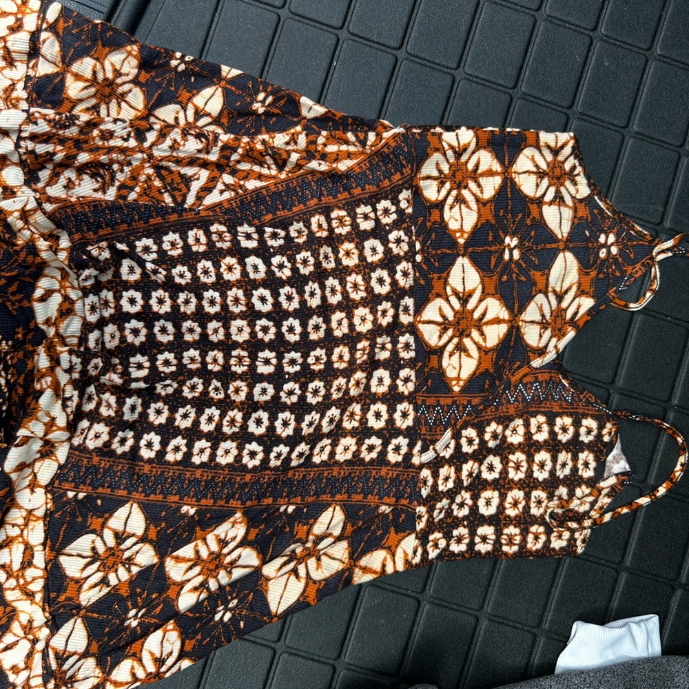 Floral dress with Black and Orange Details